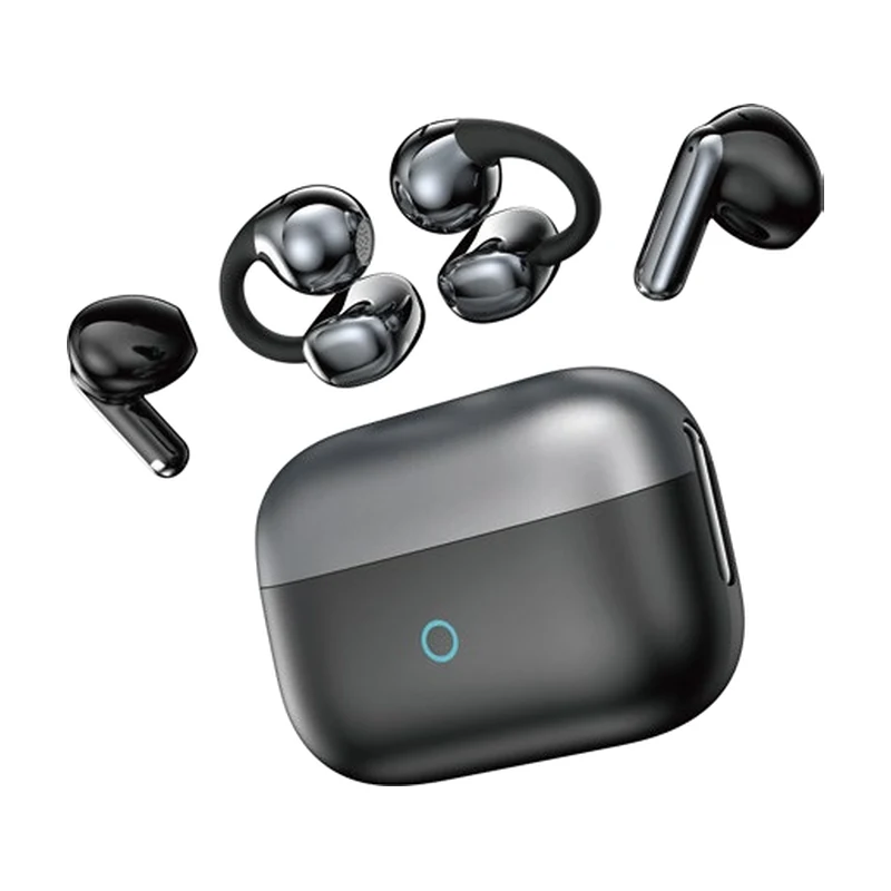 G46 dual-style TWS earbuds and charging case on white background