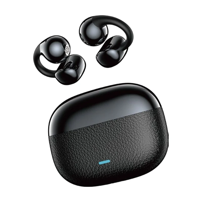 G51 open-ear clip TWS earbuds and charging case on white background