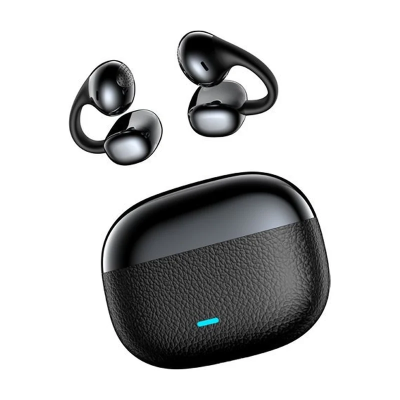 G52S open-ear clip TWS earbuds and charging case on white background