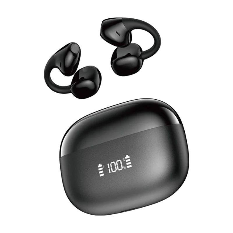 G62 open-ear clip TWS earbuds and charging case on white background