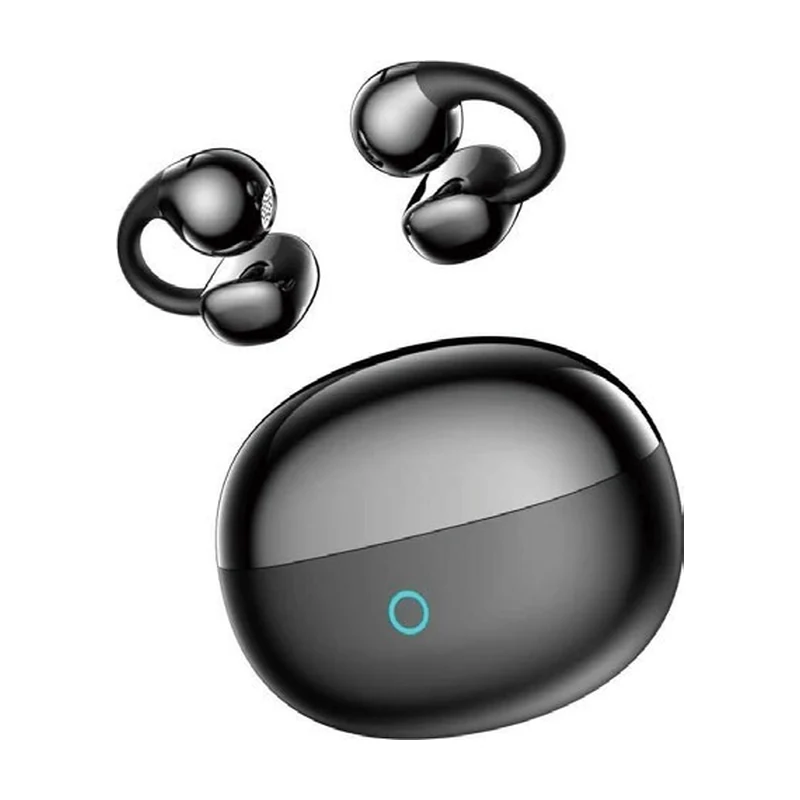 G63 open-ear clip TWS earbuds and charging case on white background