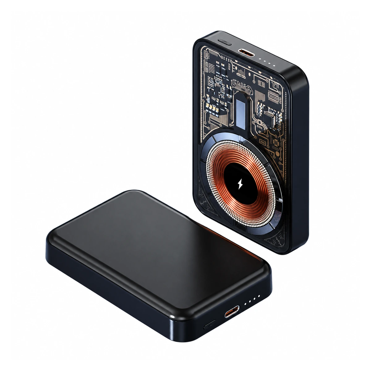 P5 wireless charging power bank on a white background