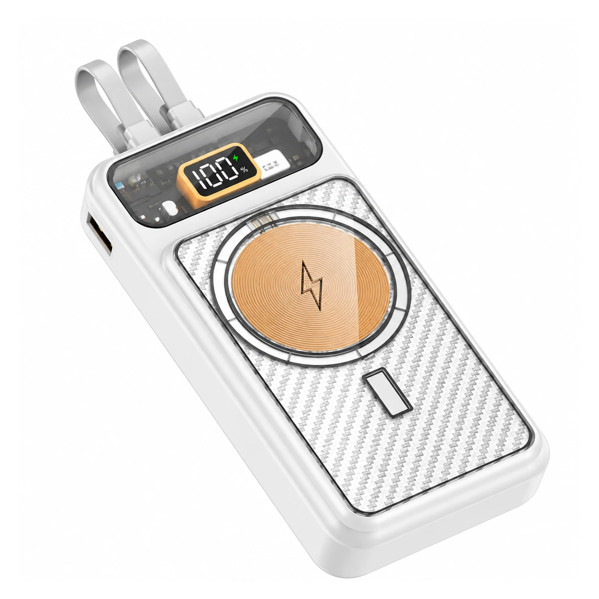 Y182 wireless charging power bank on a white background