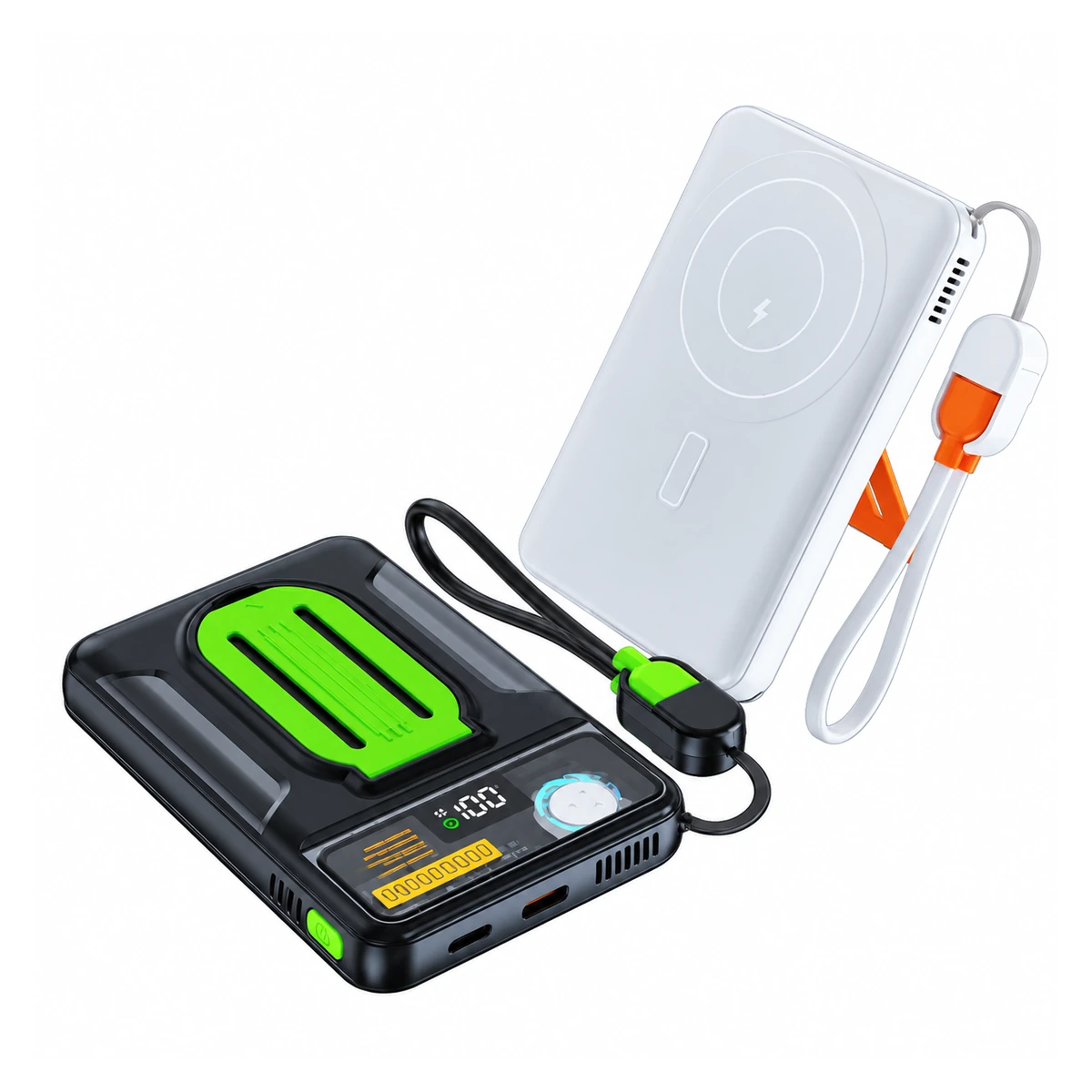 Y387 wireless charging power bank on a white background